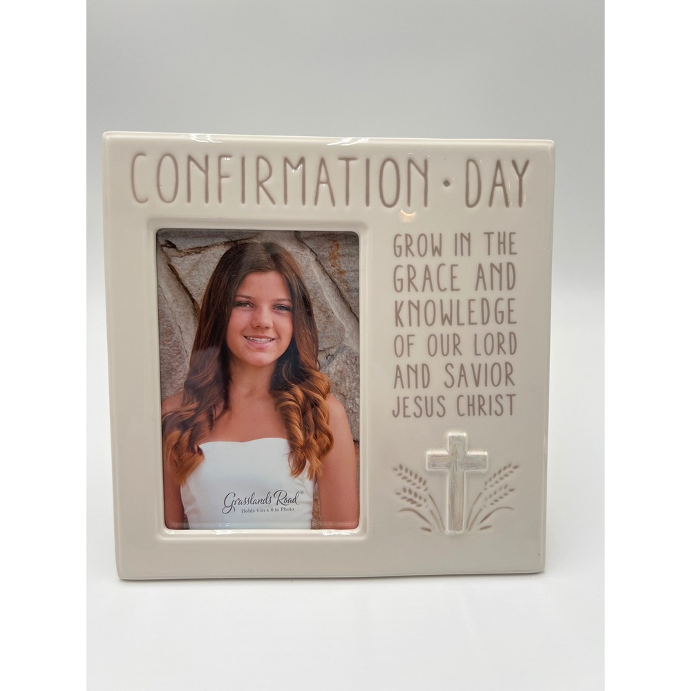 Confirmation Day Ceramic Photo Frame Grow in‎ Grace Jesus Christ Cross Gift
